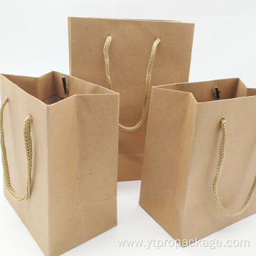 Brown Kraft With Handle Custom Logo Paper Bag